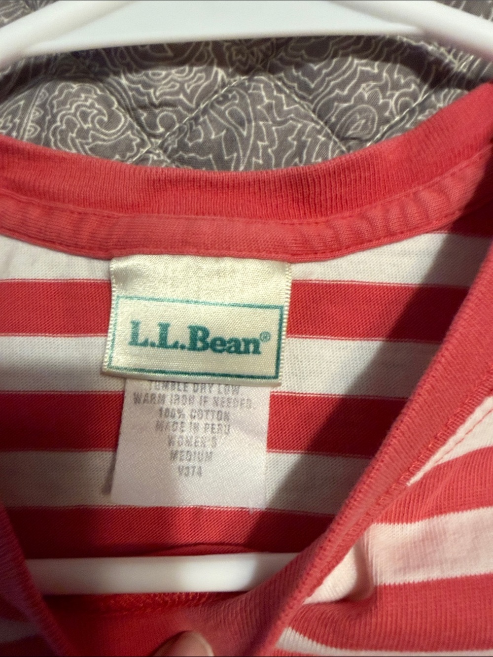 L.L. Bean Red and White Striped Short Sleeve Tee. 💯 cotton. Med. - Picture 5 of 8
